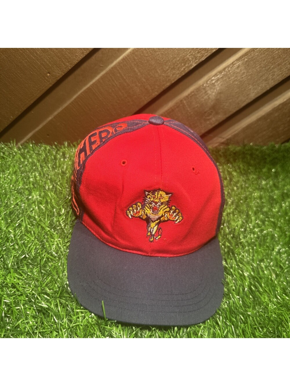 Vtg 90s Florida Panthers Annco Side Print Snapback Hat NHL Youth Cap Two Tone